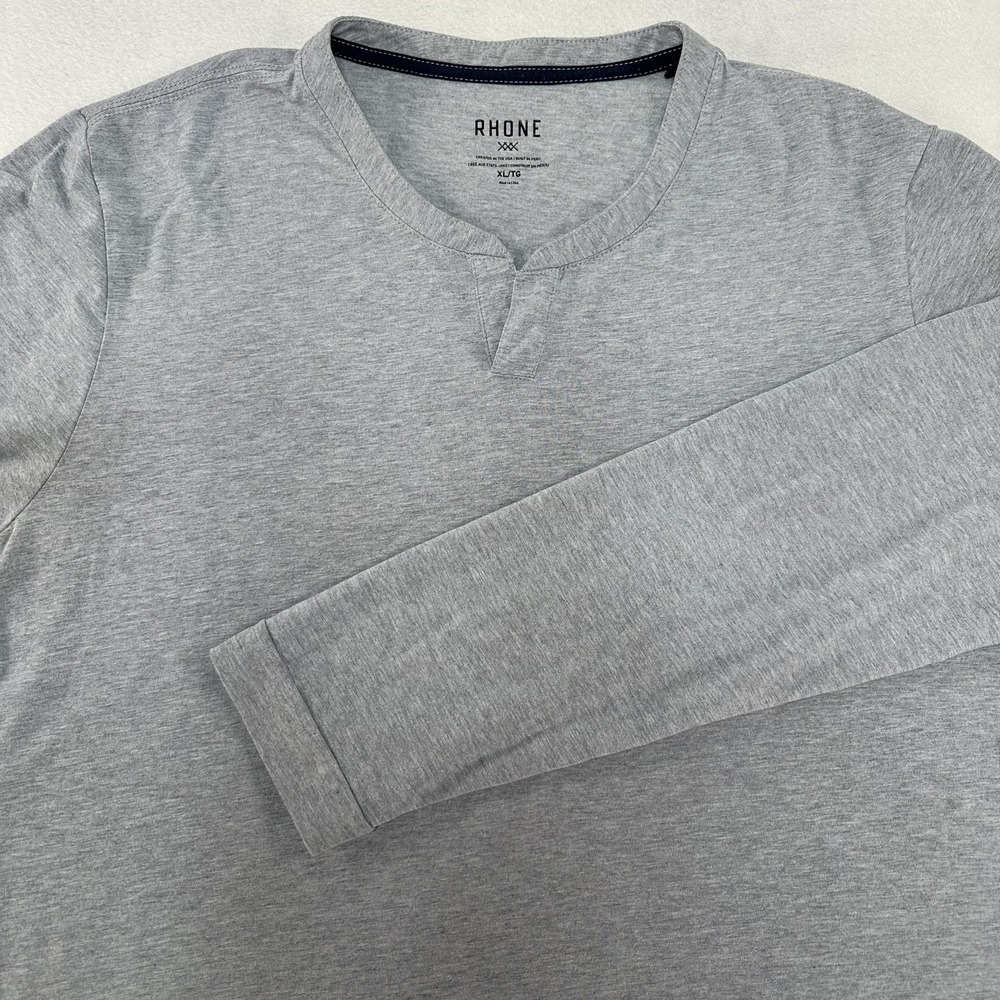 RHONE Men's Long Sleeve Heather Gray V-Notch Pullover